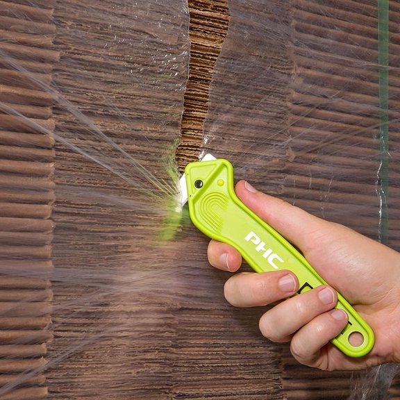 Pacific Handy Cutter EZR Concealed Blade Safety Cutter with Replaceable Blade and Tape Splitter, Safe and Efficient Cutting for Stretch Wrap, Cardboard, Tape, Zip Ties, Plastic Straps, and more.