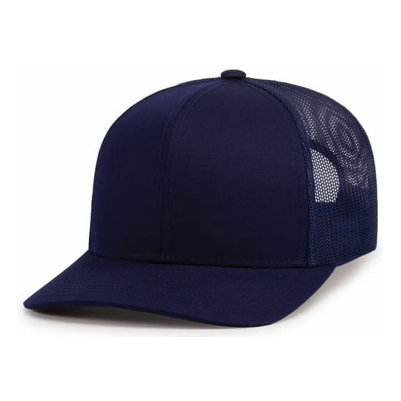 Pacific Headwear 104C Trucker Snapback Cap-True Navy-One Size