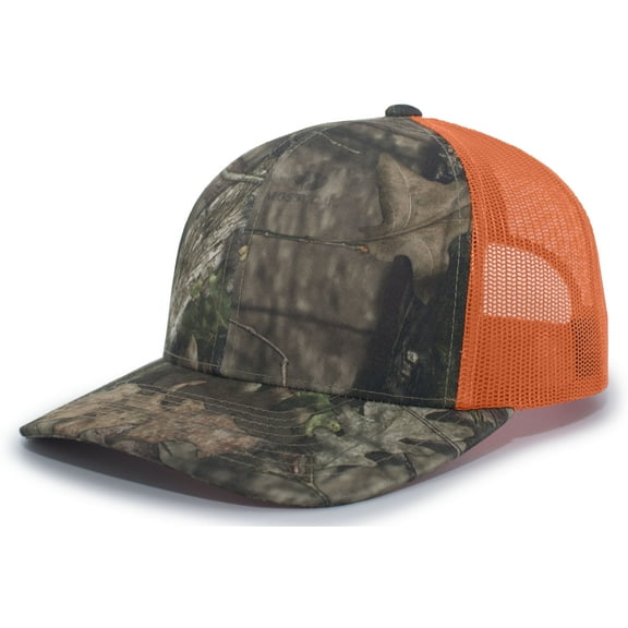 Pacific Headwear 108C Camo Snapback Trucker Cap - Bottomland/Light Charcoal - OS