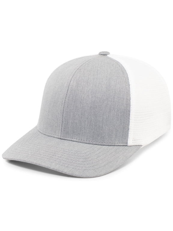 110F.88S.OS Trucker Flexfit Snapback Cap, Heather Grey & White - One Size
