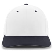 Pacific Headwear 430C.221.S-M Twill Flexfit Cap, White & Navy - Small & Medium