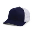 thumbnail image 1 of Pacific Headwear 105C.01X.OS 5-Panel Trucker Snapback Cap, True Navy & White - One Size, 1 of 1