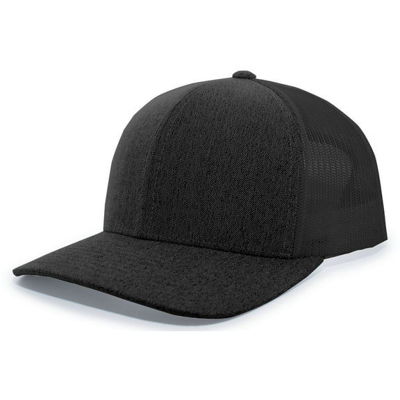 Pacific Headwear Adult Trucker Hat Black Heather/Black/Black Heather Os