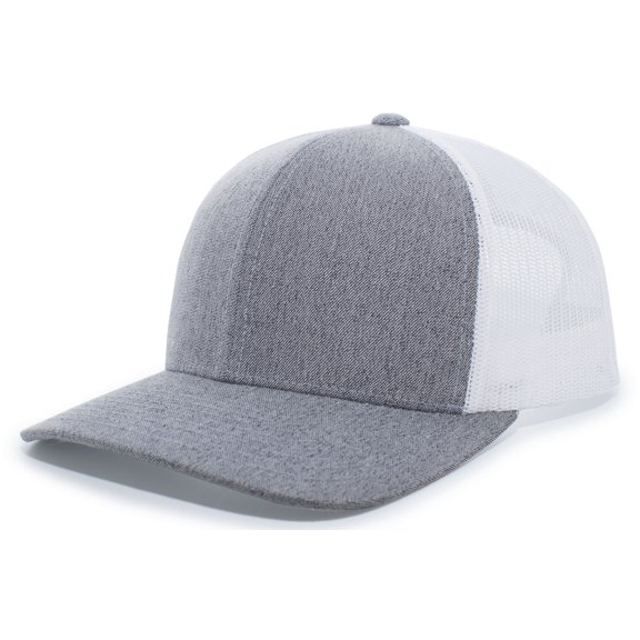 Pacific Headwear Adult Trucker Hat Grey Heather/White/Grey Heather Os