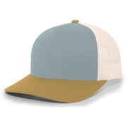 Pacific Headwear Adult Trucker Hat Smoke Blue/Beige/Amber Gold Os