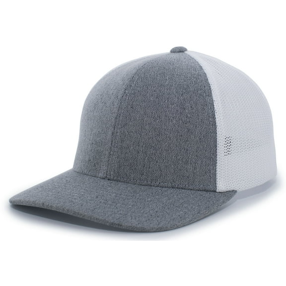 Pacific Headwear Adult Trucker Hat Unisex Grey Heather/White S/M
