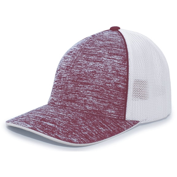 Pacific Headwear Aggressive Heather Trucker Flexfit Cap 406F Black Heather/White/Black Heather L/Xl
