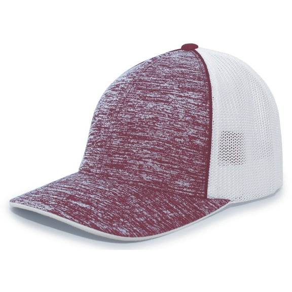Pacific Headwear Aggressive Heather Trucker Flexfit Cap 406F Red Heather/White/Red Heather Xs