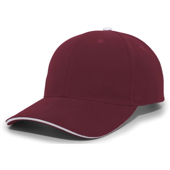 Pacific Headwear Brushed Twill Cap With Sandwich Bill 121C Khaki/Red Os