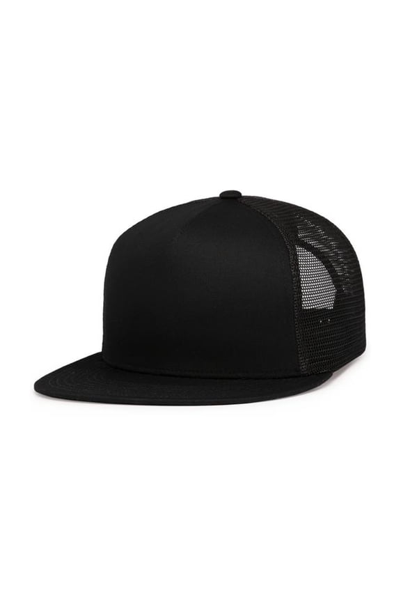D-Series 5-Panel Trucker Snapback Cap, Black - One Size