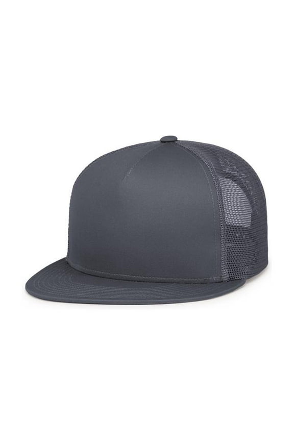 4D7.059.OS D-Series 5-Panel Trucker Snapback Cap, Graphite - One Size