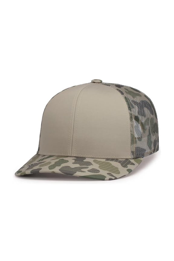 Duck Camo Trucker Snapback Cap, Khaki & Coastland - One Size