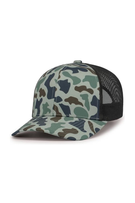 Duck Camo Trucker Snapback Cap, Mallard & Light Charcoal - One Size