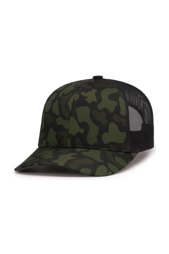P686.1P1.OS Duck Camo Trucker Snapback Cap, Woodland & Light Charcoal - One Size