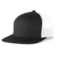 thumbnail image 1 of Pacific Headwear Heather 6-Panel Arch Trucker Snapback Cap P710 Black Heather/White Os, 1 of 2