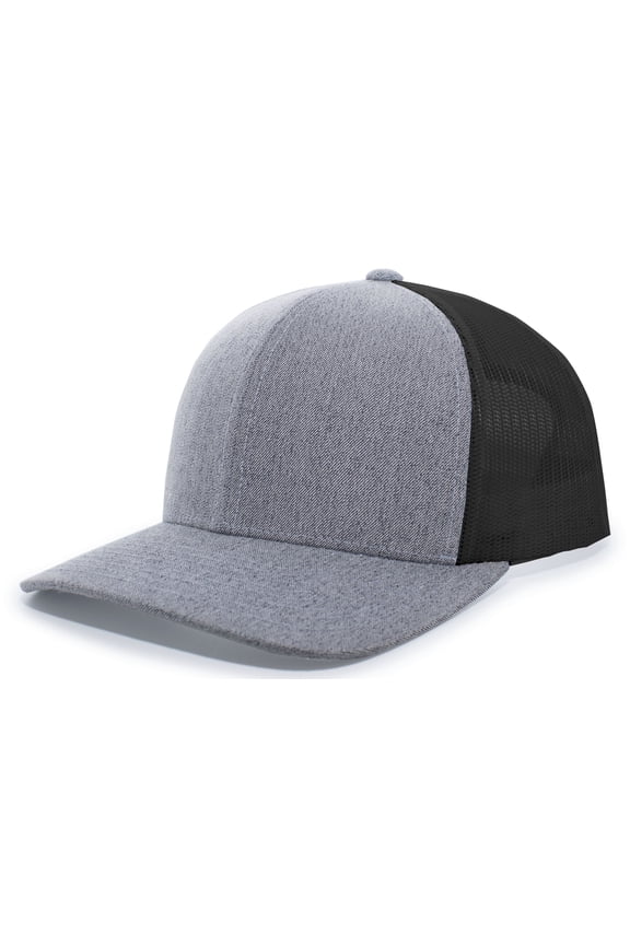 Heather Trucker Snapback Cap 110C Grey Heather/Black/Grey Heather Os