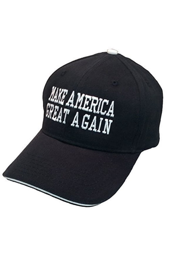 Pacific Headwear High Performance Make America Great Again Embroidered Sandwich Hat-Black with White