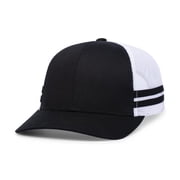 Pacific Headwear Low-Profile Stripe Trucker Cap, Black & White - Black - One Size