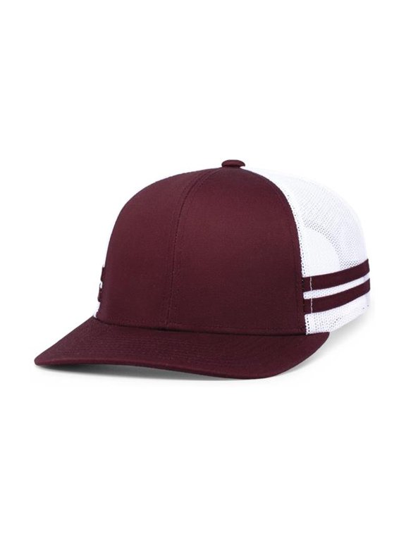 Low-Profile Stripe Trucker Cap, Maroon & White - One Size