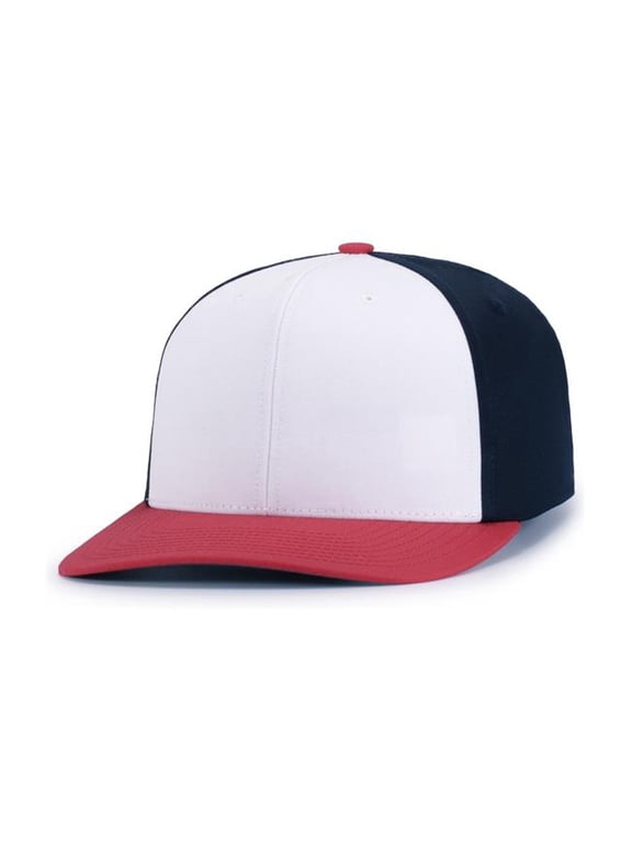 P322.140.ADT Poly & Cotton Snapback Cap, White, Navy & Red - Adult