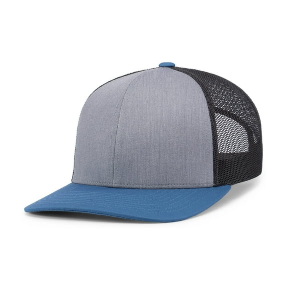 Pacific Headwear Trucker Snapback Cap 104C Heather Grey/Lt Charcoal/Ocean Blue Os