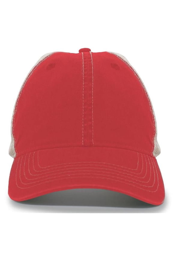 V37 Adult Cap Trucker Hat Unisex Red/Tan/Red Os