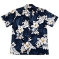 thumbnail image 1 of Pacific Legend Mens Navy Plumeria Hibiscus Hawaiian Shirt, 1 of 1