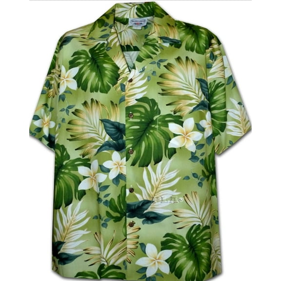 Pacific Legend Mens Tropical Floral Hawaiian Button Down Shirt Button