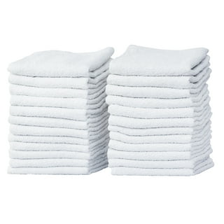 48 Pack - 12 x 12 White Cotton Value Washcloth Rags | Spa Painting Cleaning  Face - 1 LB Per Dozen