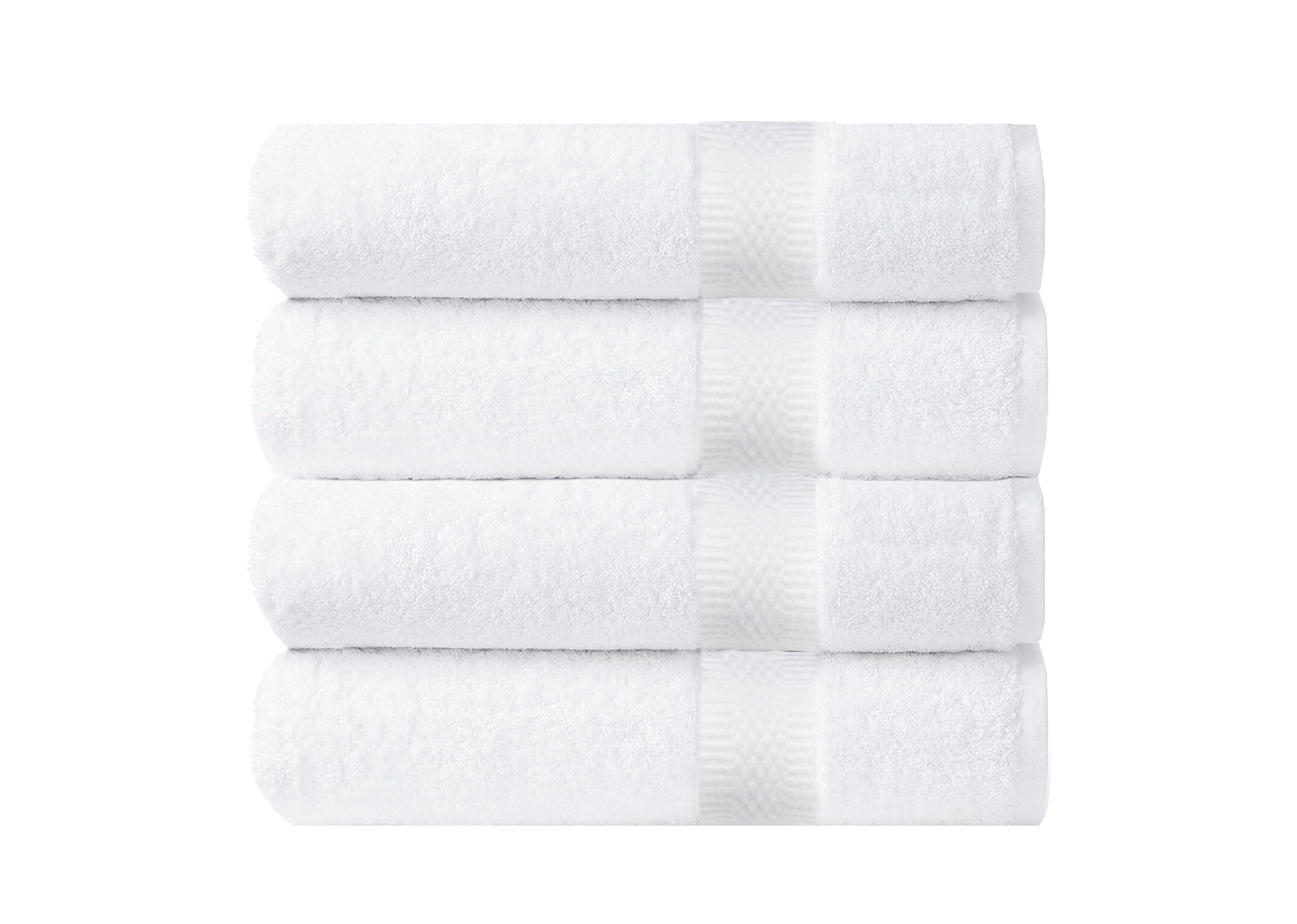 Pacific Linens Luxury 100% Cotton Hotel and Spa Bath Towels, 27 x 54 Inches, 600 GSM, White, 4-Pack