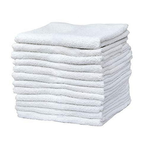 Pacific Linens Absorbent Bar Mop Dishwashing Cloths, 100% Cotton Kitchen Towels, 16” x 19” (White, 12 Pack)