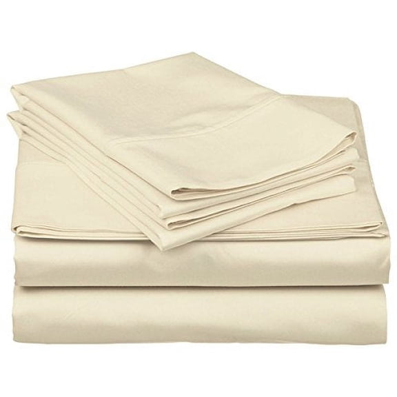 Pacific Linens 3-Piece 500 Thread Count Cotton Bed Sheet Set, Twin Size, Ivory