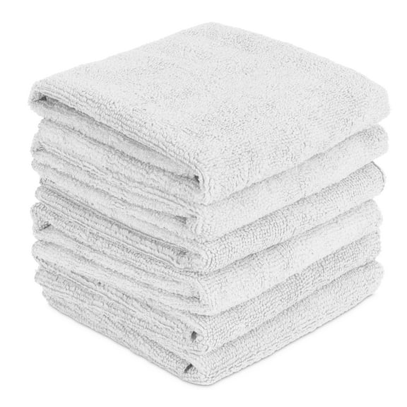 Pacific Linens Microfiber Cleaning Cloths, 6 Pack, 16'' x 16'' (White) for Cars, Windows, Mirrors, Screens