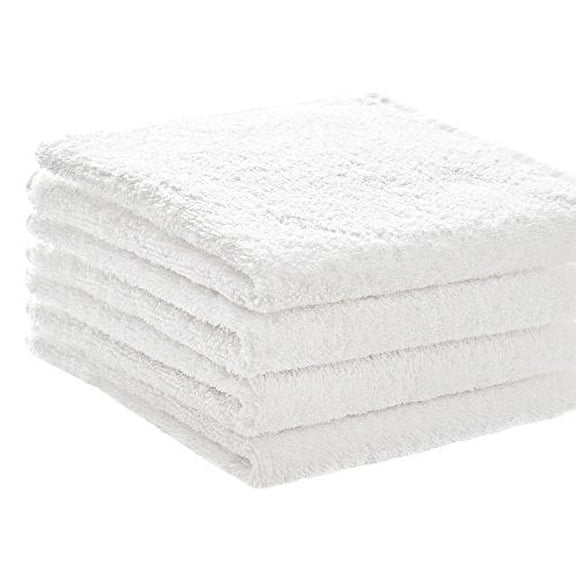 Pacific Linens Soft Absorbent Durable Ringspun Cotton Hand Towel, 19.5x31 Inch, White (Pack of 4)