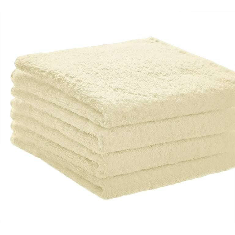 Pacific Linens Soft Absorbent Ringspun Cotton 19.5 inch by 31 inch Terry  Cloth Hand Towels, Yellow Cream (Pack of 4) 