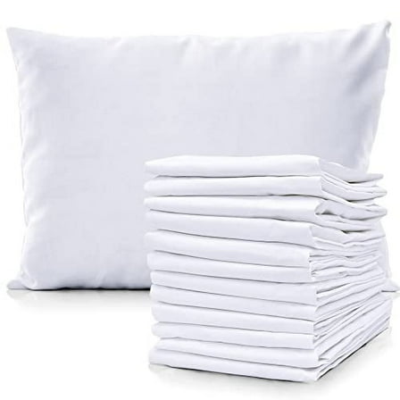 Pacific Linens White Cotton Blend Pillow Cases, 200 Thread Count, Standard Size 20x30 inch, 12 Pack