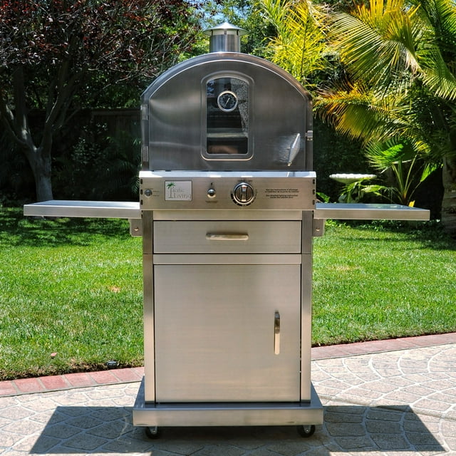Pacific Living Outdoor Large Capacity Gas Oven with Pizza Stone, Smoker