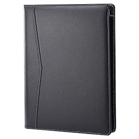 Pacific Mailer Padfolio Leather Binder with Memo Pad & Pen Loop Letter, Piano Noir