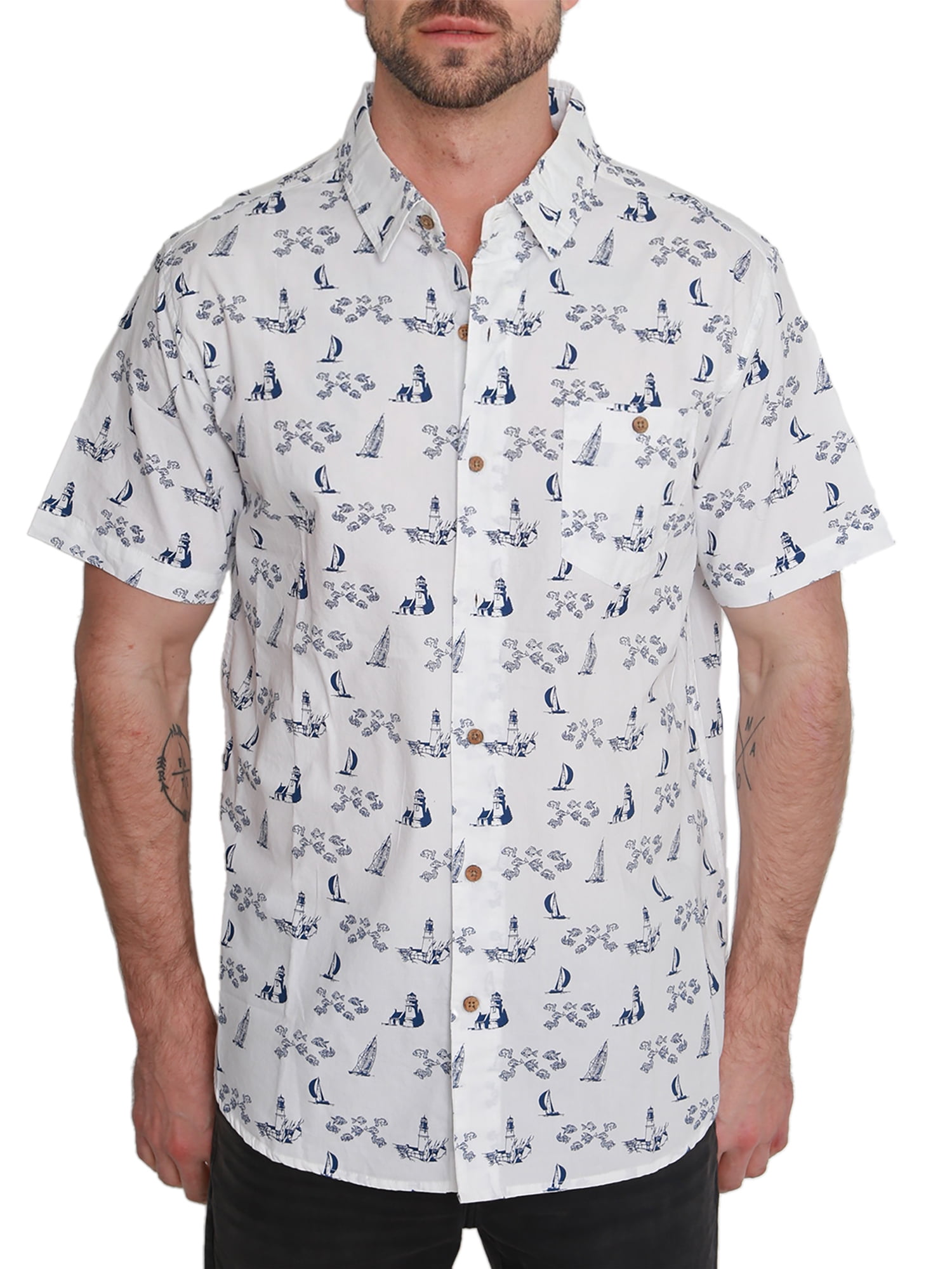 Pacific Marlin Men's Short Sleeve Hawaiian Woven Shirt