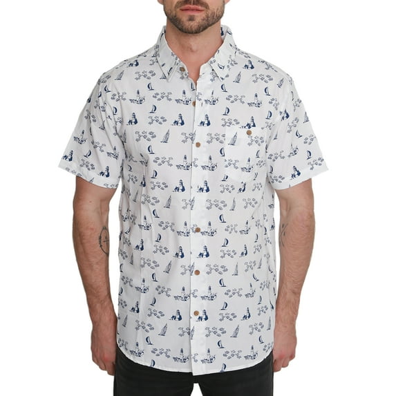 Pacific Marlin Men's Short Sleeve Hawaiian Woven Shirt