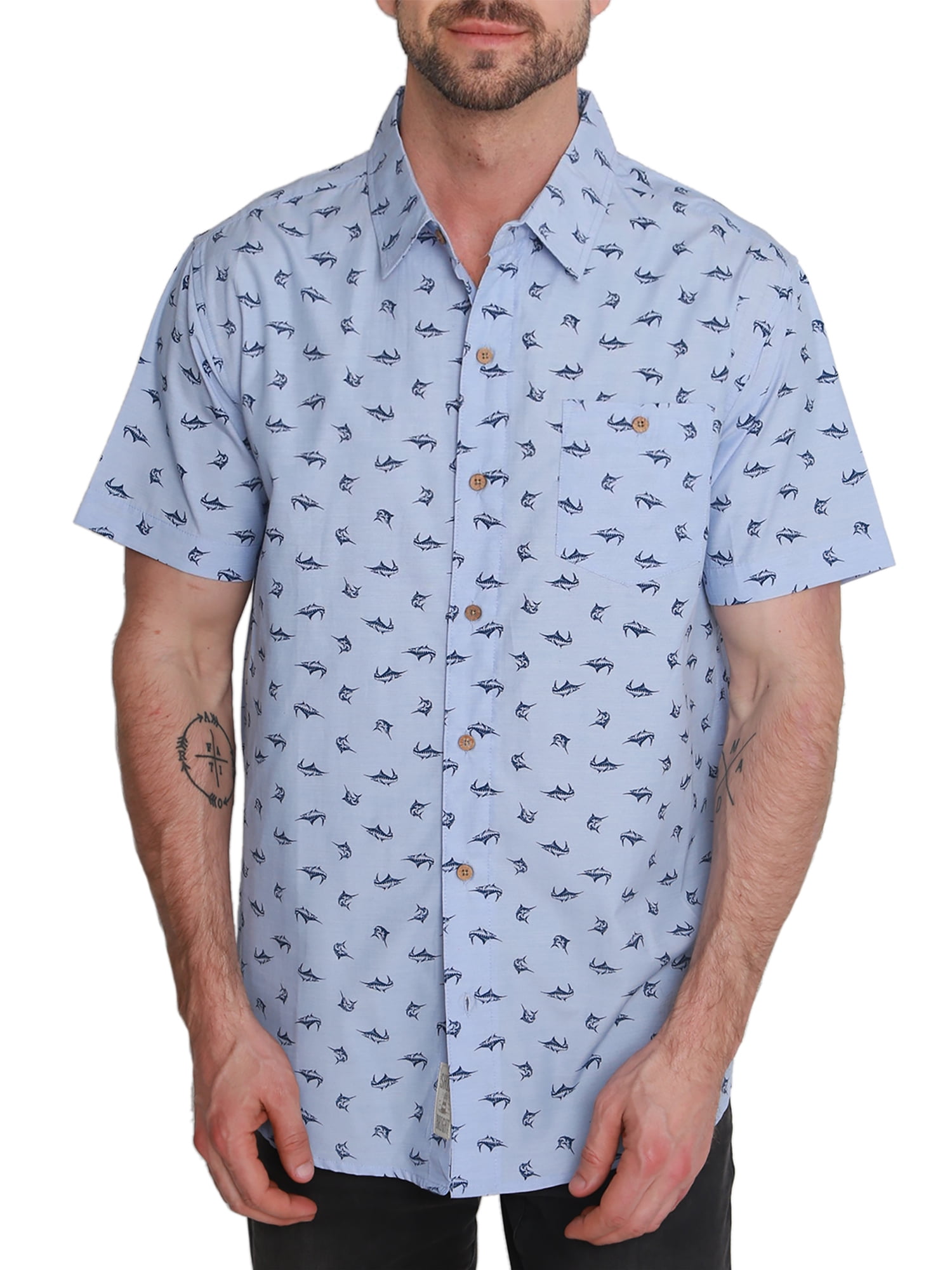 Pacific Marlin Men's Short Sleeve Hawaiian Woven Shirt