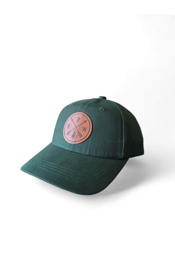 Pacific Northwest Arrows Low Profile Dad Cap with Embroidered Leather Patch - Zion Inspired Baseball Hat - Forest Green