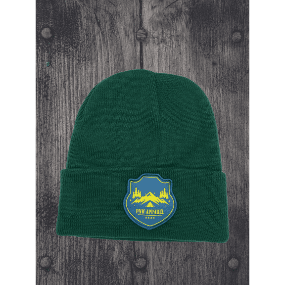 Pacific Northwest Beanie: Outdoor Enthusiast's Essential PNW Winter Hat for Adventure Seekers - Forest Green