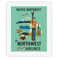 thumbnail image 1 of Pacific Northwest - Fly Northwest Orient Airlines - Vintage Airline Travel Poster c.1956 - Fine Art Rolled Canvas Print 16in x 20in, 1 of 4