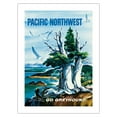 thumbnail image 1 of Pacific Northwest - Go Greyhound (Greyhound Bus Lines) - Vintage Travel Poster by S. Heming c.1958 - Bamboo Fine Art 290gsm Paper Print (Unframed) 18x24in, 1 of 4