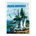 thumbnail image 1 of Pacific Northwest - Go Greyhound (Greyhound Bus Lines) - Vintage Travel Poster by S. Heming c.1958 - Bamboo Fine Art 290gsm Paper (Unframed) 12x16in, 1 of 4