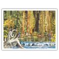 thumbnail image 1 of Pacific Northwest - Secluded Waters - United Air Lines - Vintage Airline Travel Poster by Millard Sheets c.1958 - Master Art Print (Unframed) 9in x 12in, 1 of 4
