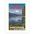 thumbnail image 1 of Pacific Northwest - Spirit Lake Mount St. Helen - Northwest Orient Airlines - Vintage Travel Poster c.1973 - Bamboo Fine Art 290gsm Paper Print (Unframed) 18x24in, 1 of 4