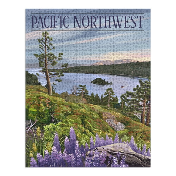 Pacific Northwest, View of Sound and Mountains (1000 Piece Puzzle, Size 19x27, Challenging Jigsaw Puzzle for Adults and Family, Made in USA)