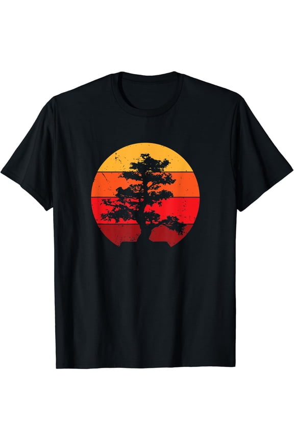 Pacific Ocean Beach Bonsai Tree Sun Retro Vintage T-Shirt